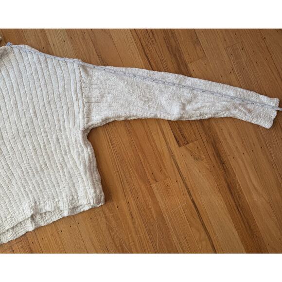 White Chunky Knit Long Sleeve Crop Turtleneck Sweater Size M Y2K 90's Cabincore - Picture 5 of 7